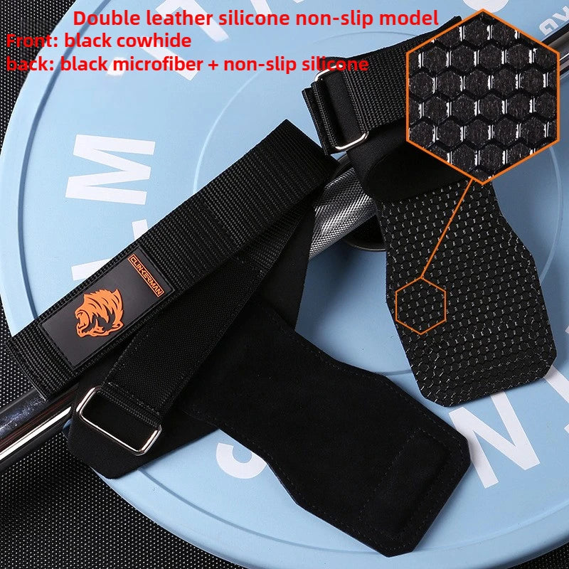 Silicone Non-Slip Gym Palm Protector Lifting Strap for Deadlifts Rowing Pull-Up Various Cowhide Leather PVC Various Combinations